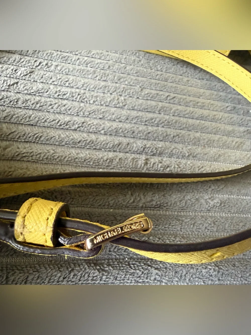 MICHAEL KORS Yellow Saffiano Leather Crossbody Small Bag Wallet with Gold Chain